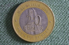 Монета 20 рупий, Маврикий, 2007 год. Генерал Сэр Сивусагур Рамгулам. Биметалл. 20 rupees, Mauritius.