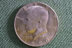 Монета 50 центов, США, 1980 год. D, Денвер. Pluribus Unum. Half Dollar, USA. 