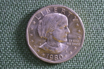 Монета 1 доллар США, 1980 год. Сьюзен Энтони, орел. Liberty, in God we trust. One dollar USA.