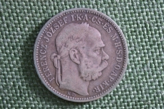 Монета 1 крона 1893 года, Австрия. 1 Korona, Ferencz Jozsef. Серебро.