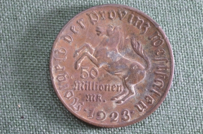 Монета 50 миллионов марок, нотгельд, бронза. Фон Штейн, Веймар, Германия (провинция Вестфалия).