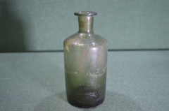 Старинная бутылка, бутылочка, аптекарский флакон. Зеленое стекло. Конец 19 века