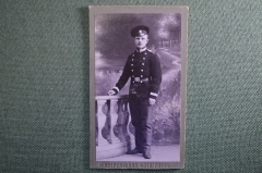 Старинная фотография "Военный в фуражке", кабинетная. Российская Империя. 1912 год. #O7
