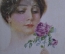 Открытка старинная "Женщина с розой". Erkal. Европа, 1919 год.