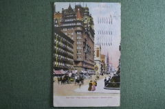 Открытка старинная "Нью-Йорк. 5-я Авеню и Валдорф. Отель Астория". Henry D. King, Esperanto. #O4