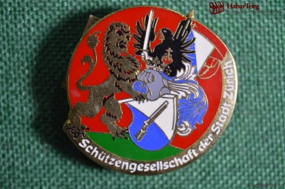 Значок Стрелкового общества города Цюрих, Швейцария. Schetzengesellschoft, Stadt Zurich.