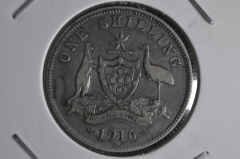 Монета 1 шиллинг 1916 года. Серебро. Австралия.