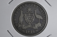 Монета 1 флорин - 2 шиллинга 1926 года. Серебро. Австралия.