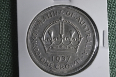 Монета 1 крона 1937 года. Серебро. Австралия. XF.