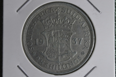 2 1/2 шиллинга 1937 года. Серебро. Южная Африка.