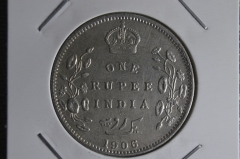 1 рупия 1906 года. Серебро. Индия. XF.