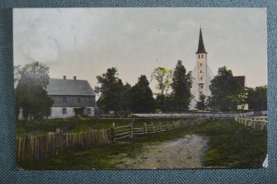 Открытка старинная "Лютеранская церковь в Пылва, южная Эстония". Livland, Livonia. 1909 год. #O4