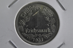 1 марка рейхсмарка 1937 года. A. Третий Рейх. Германия. UNC.