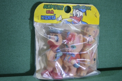 Набор игрушка "Дисней Disney". Дональд Дак, Гуфи, Кот. Резина. 3 штуки в упаковке. Польша - СССР. #U