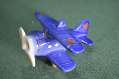  Елочная новогодняя игрушка "Военный самолет СССР". Фарфоровая мануфактура. Фарфор. Россия.
