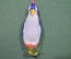 Игрушка елочная стеклянная "Пингвин, пингвиненок". Стекло, прищепка. #3. СССР.