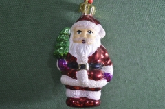 Игрушка елочная "Санта Клаус с елкой". Подвесная. 
