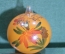 Елочная игрушка, украшение новогоднее "Шар оранжевый с цветком". 8,6 см. 