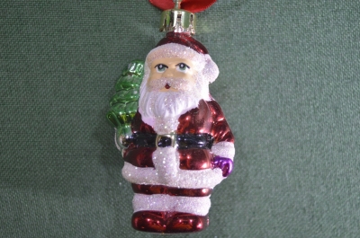 Елочная игрушка "Санта Клаус с елкой". Подвесная. 