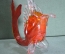 Ваза стеклянная для цветов "Огненная Рыба". Цветное стекло, Мурано. Красная. Интерьер.