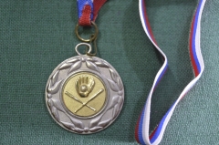Медаль спортивная "2-е место, Чемпионат по бейсболу, Москва, 2003". Baseball Softball.