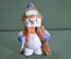 Игрушка елочная "Снеговик - лыжник". Керамика, майолика, ручная роспись. 