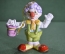 Игрушка елочная "Клоун с цилиндром". Керамика, майолика, ручная роспись. 