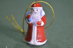 Игрушка елочная "Дед Мороз". Керамика, майолика, ручная роспись. 