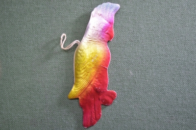 Елочная игрушка "Попугай". Картонаж, фольга. Подвесная. #2