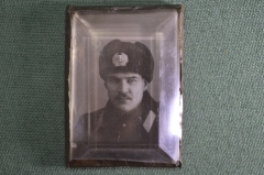 Фотография в рамке под стеклом "Военный в шапке ушанке" Фото, фотокарточка. Рамка металл стекло #O4