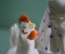 Статуэтка, фигурка фарфоровая "Девочка с курами, кормление кур". Фарфор. Дулево, 1952 год.