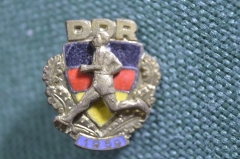 Знак, значок "DDR 1959". ГТО. Спорт, легкоатлет, бегунок. Тяжелый металл, эмали. ГДР.