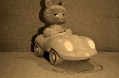Мишка в машине,игрушка дутыш. СССР, нечастая