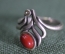 Кольцо, колечко. Красная вставка, прозрачный камень. Женское украшение, бижутерия. 