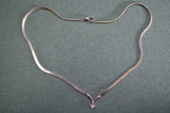 Ожерелье, цепочка витая с кулоном. 43 см. Прозрачный камушек.