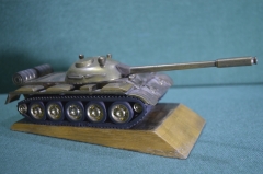 Танк латунный, модель Т-55. латунь, 1960-е годы. Подарок генерал-полковнику. 
