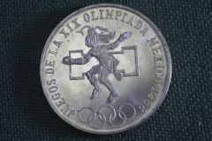 Монета 25 песо, Летние олимпийские игры, Мехико. Серебро. Мексика, 1968 год.