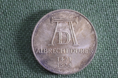Монета 5 марок. Альбрехт Дюрер, Albrecht Durer 1471 - 1528. Серебро. ФРГ, 1971 год. Буква D. #3