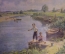 Советский плакат "На реке". Наглядное учебное пособие для 1 класса. 1965 г. СССР.
