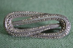 Брошка, брошь дизайнерская, серебряная, с камнями. Швеция, серебро 830.
