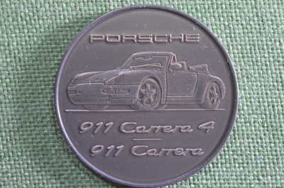 Медаль настольная "Автомобиль Порш, Porsche 911 Carrera 4". 95 Begegnungen encounters.