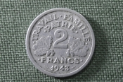 Монета 2 франка. Франция, 1943 год. Монета 2 франка. Франция, 1943 год.