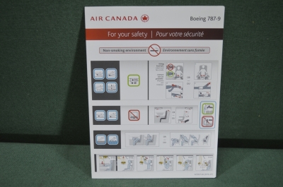 Инструкция по безопасности Safety on board  Авиакомпания Canada Air Boeing 787 - 9