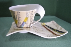 Чайная пара фарфоровая габаритная "Villeroy & Boch New Wave". Фарфор. Германия. #U