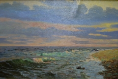 Картина «Берег моря». Автор неизвестен. Оргалит, масло.