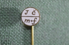 Знак, значок, фрачник "J c m+f". Заколка, тяжелый металл, эмаль.