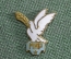 Знак, значок "Мир, Голубь мира с лавровой ветвью". Тяжелый металл, эмали. Без заколки.