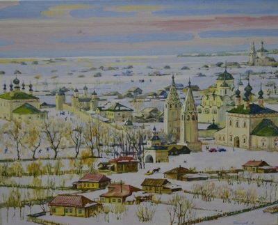 Картина «Церкви у г.Суздаля». Автор Шакиров А.М. Холст,масло. 2008 г.