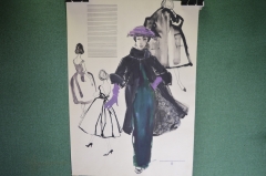 Рисунок "Эскизы платьев для журнала, мода". Бумага, карандаш, краска. #2