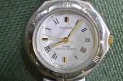 Часы наручные "Пульсар, Pulsar". Кварцевые, водозащищенные. Календарь. Movt Japan.